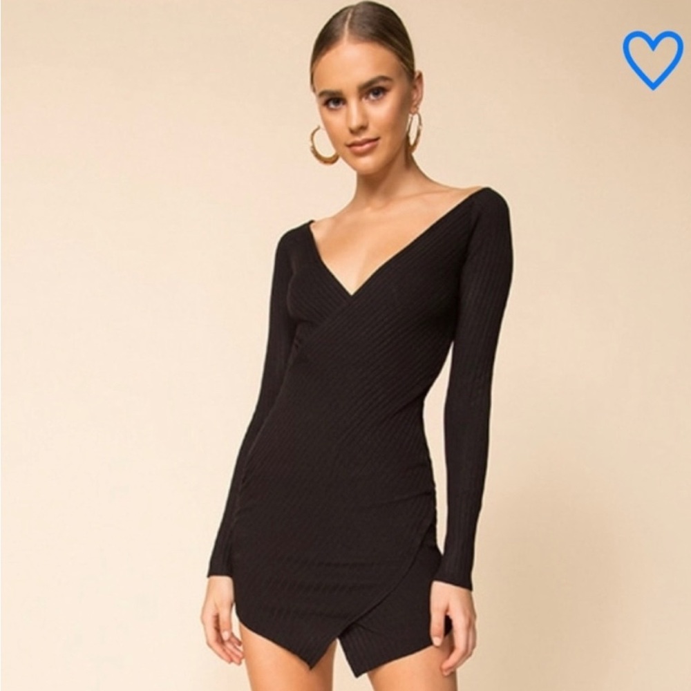 Superdown long sleeve ribbed dress